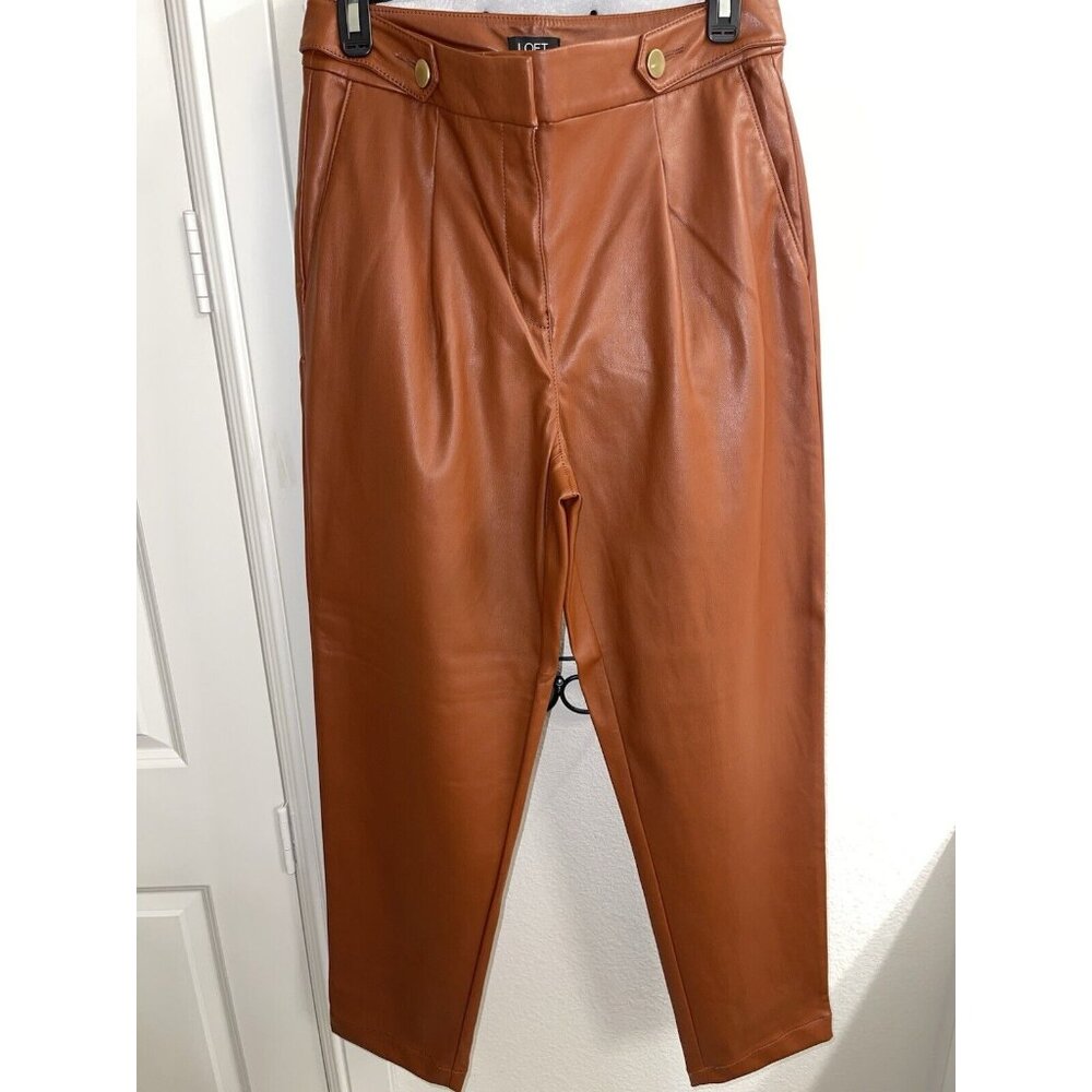 LOFT Curvy 6T Imitation Leather‎ Brown Women’s Pants New With Tags
